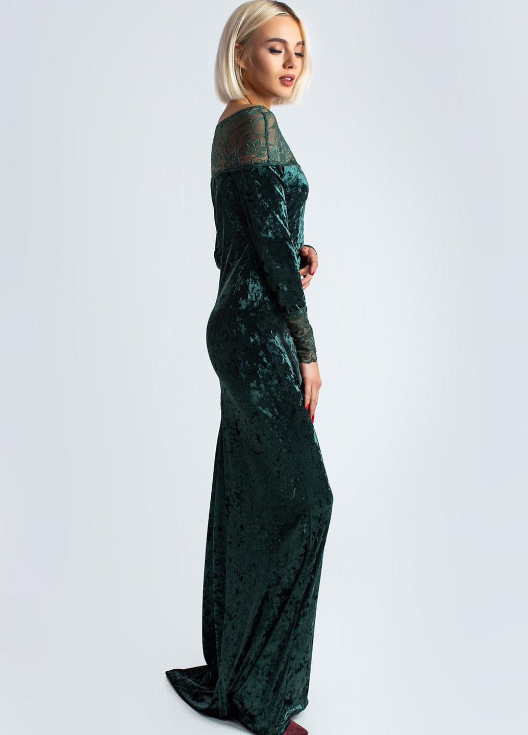 Темно-зеленое вечернее платье Modna Anka однотонное