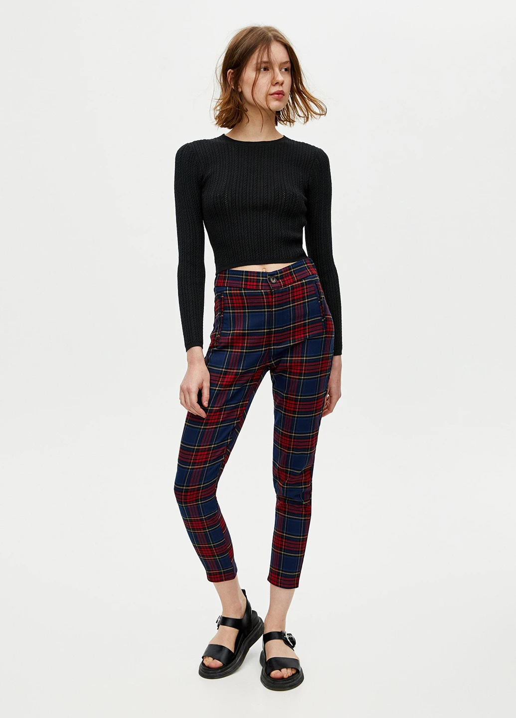 Брюки,синій в клітку, Pull & Bear (251912204)
