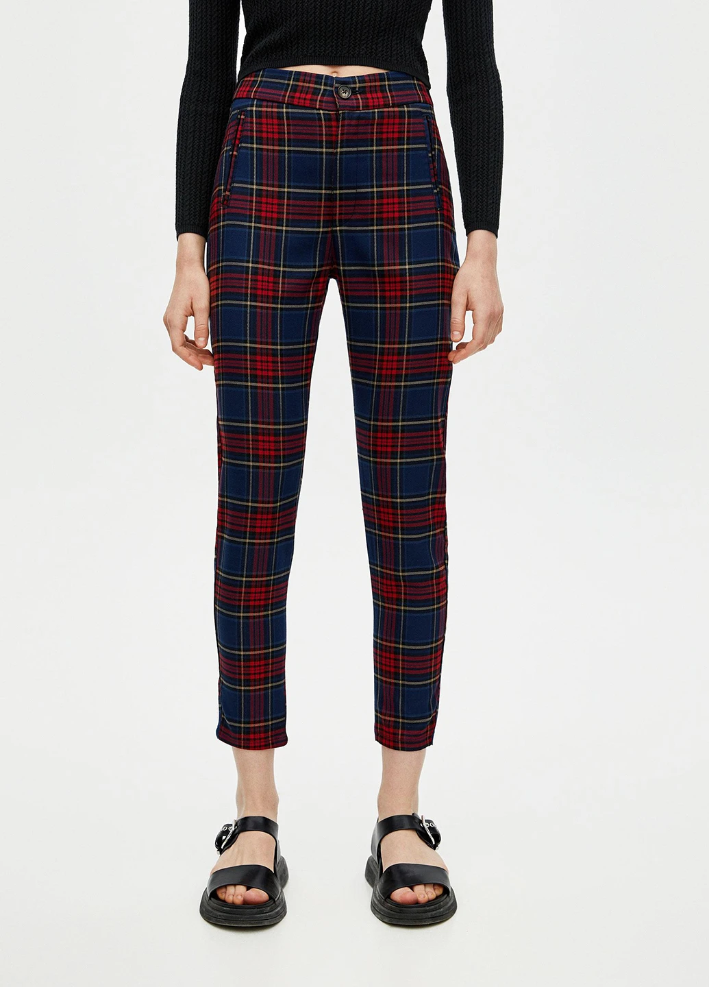 Брюки,синій в клітку, Pull & Bear (251912204)