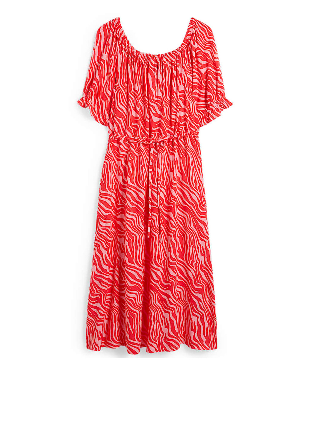 Червона кежуал сукня з відкритими плечима C&A з абстрактним візерунком