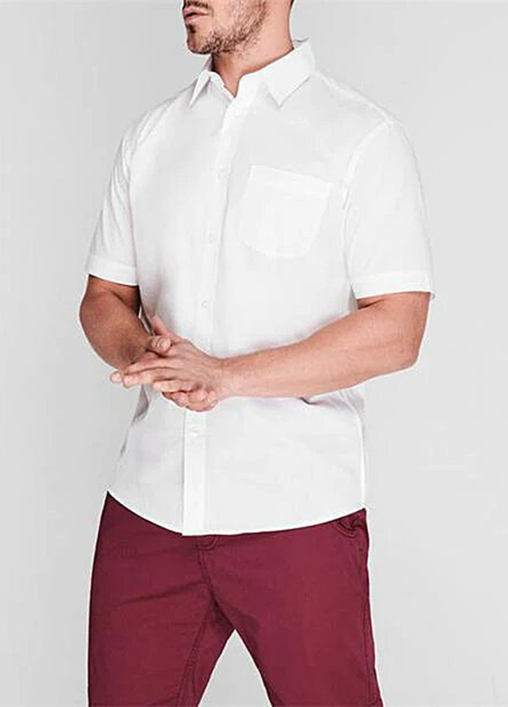 Белая кэжуал рубашка однотонная Pierre Cardin