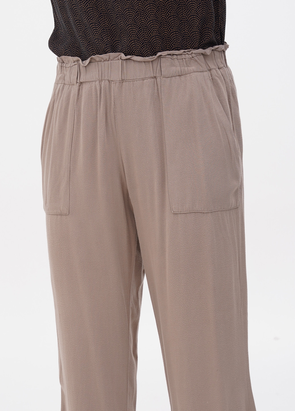 Темно-бежевые кэжуал летние прямые, укороченные брюки Pieces