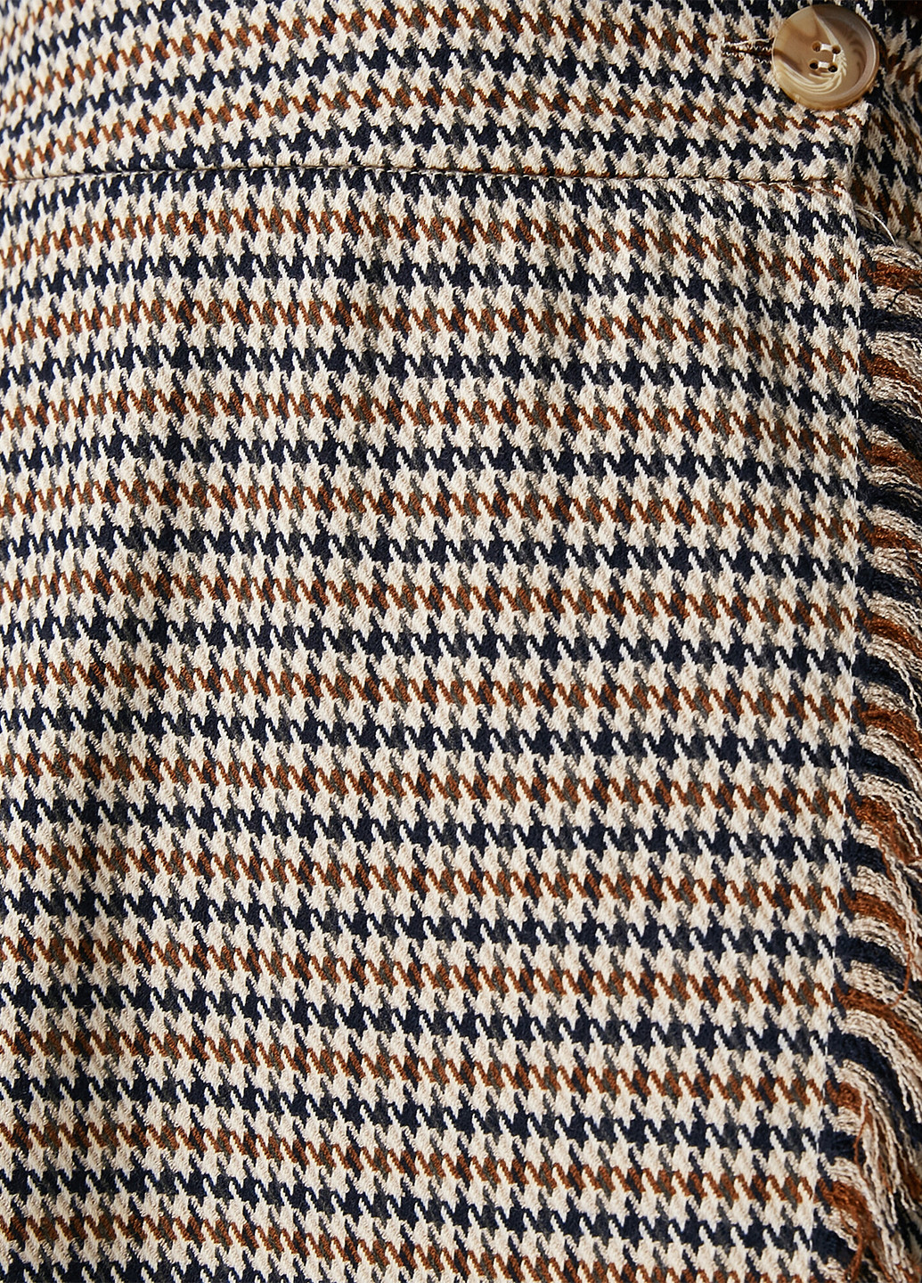 Серо-бежевая кэжуал с узором гусиная лапка юбка KOTON на запах