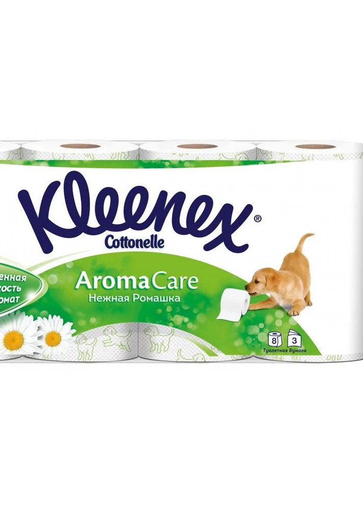 Туалетний папір Cottonelle Aroma Care Ромашка 155 відривів 3 шари, набір 8 рулонів Kleenex (249162779)
