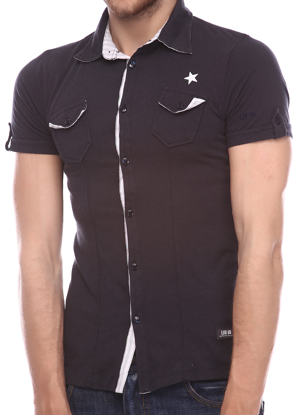 Черная кэжуал рубашка однотонная Liu-Jo