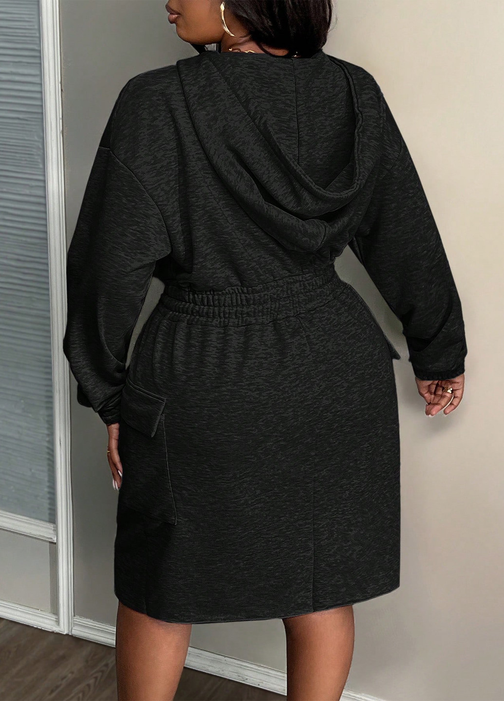 Черное кэжуал платье платье-худи SHEIN меланжевое