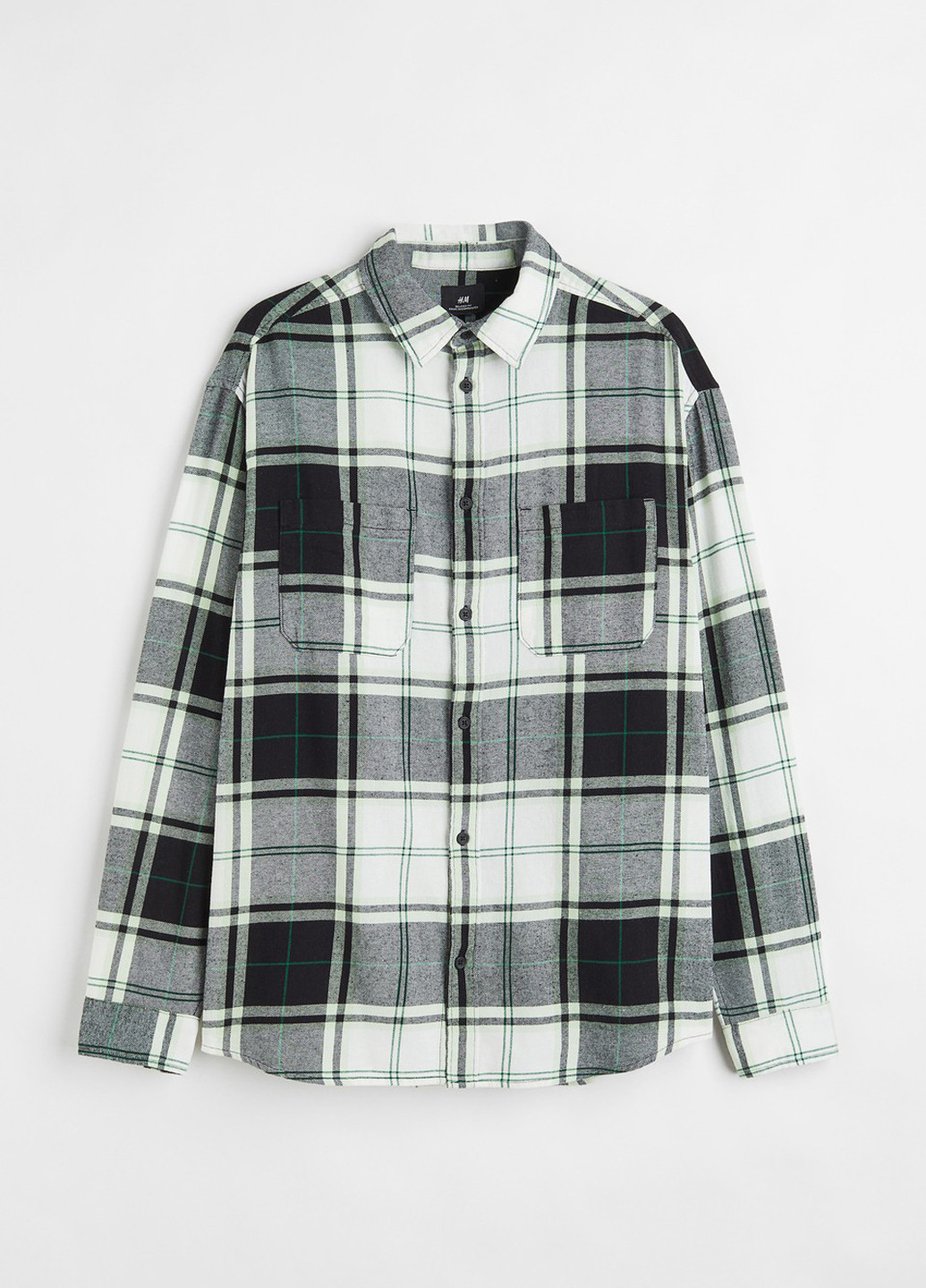 Серо-зеленая кэжуал рубашка в клетку H&M