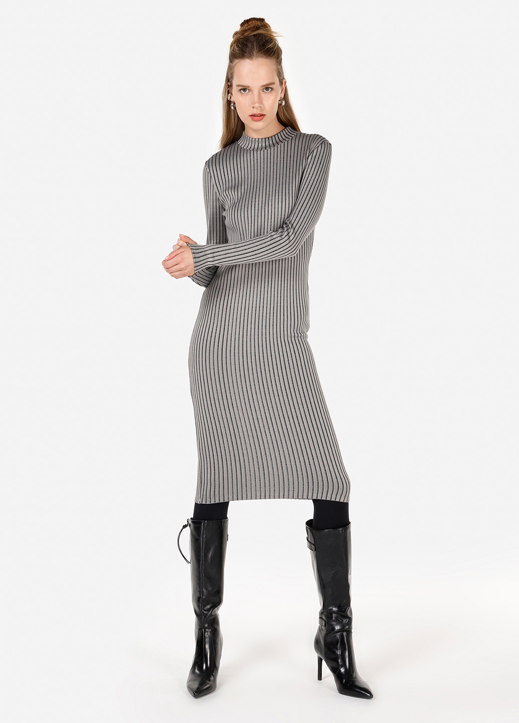 Сіра кежуал сукня силуетна Colin's в смужку