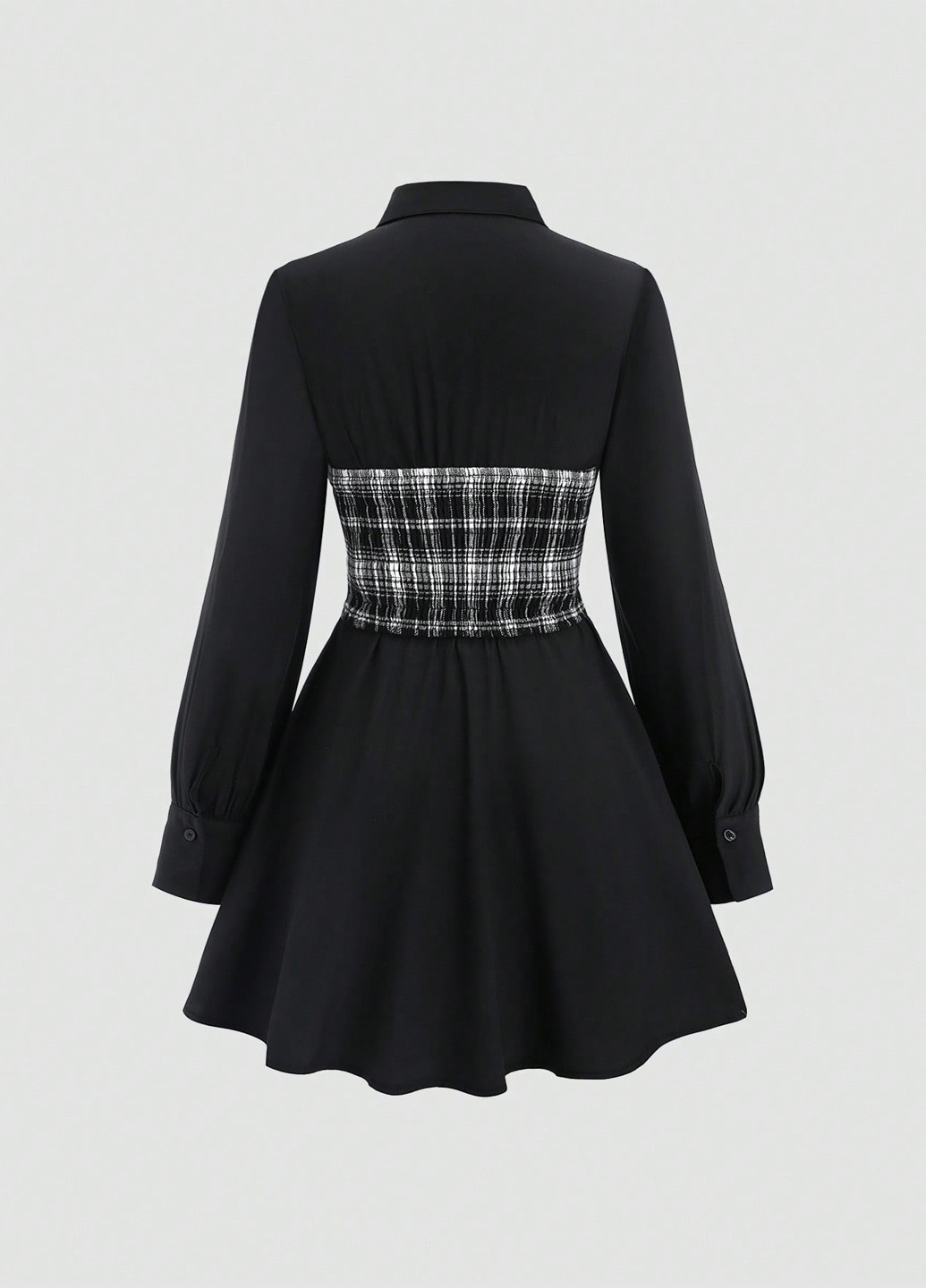 Чорна коктейльна, кежуал сукня сукня-сорочка, сукня-трансформер SHEIN в клітинку