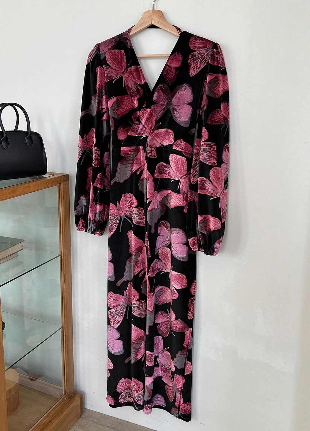 Черное кэжуал платье а-силуэт SHEIN бабочки