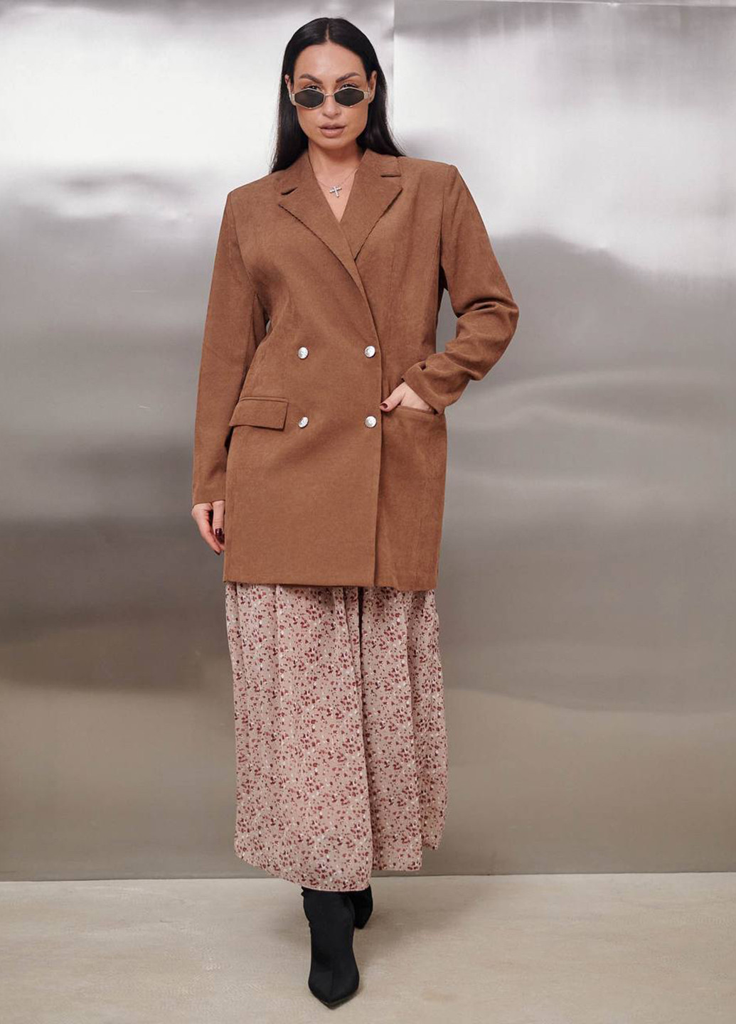 Коричневый женский жакет LibeAmore однотонный - демисезонный