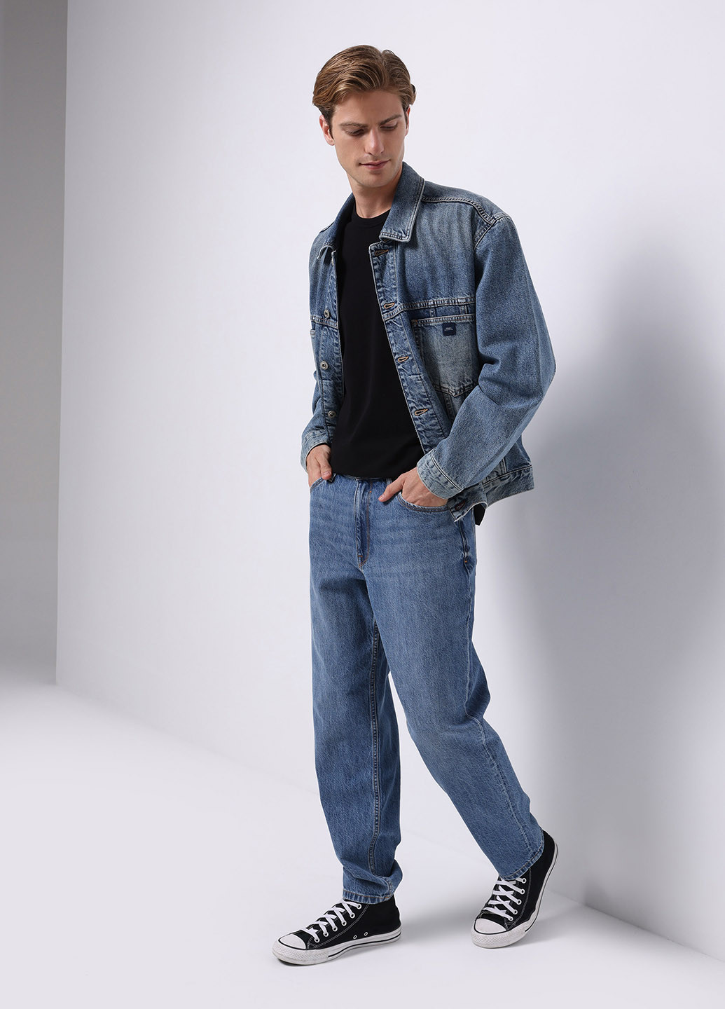 Синие демисезонные баллоны джинсы Colin's