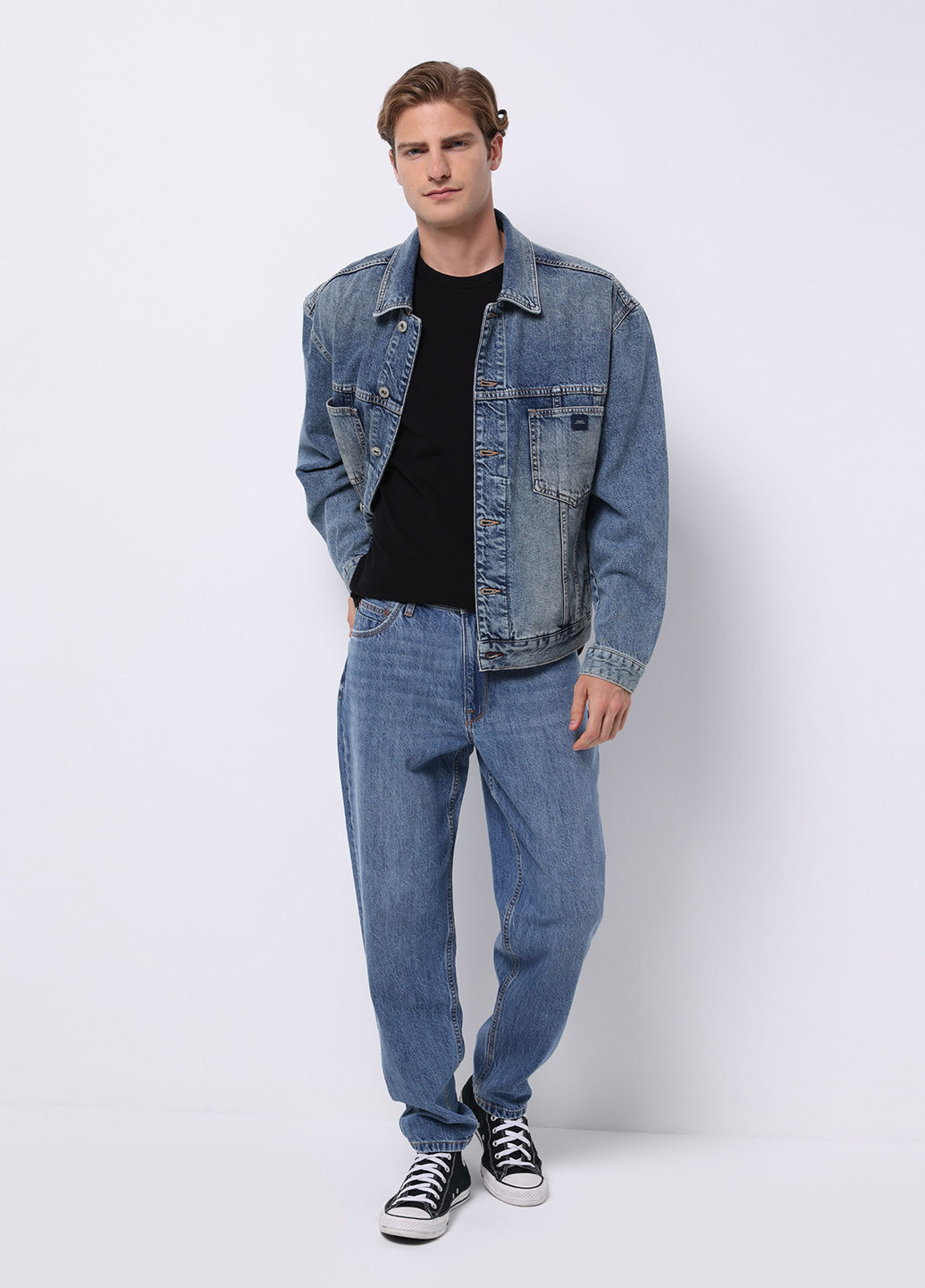 Синие демисезонные баллоны джинсы Colin's