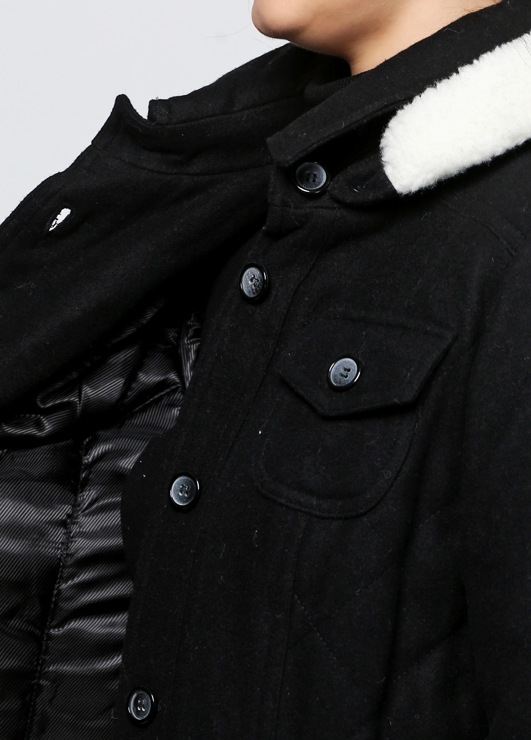 Черное зимнее Пальто на пуговицах Ruta-S