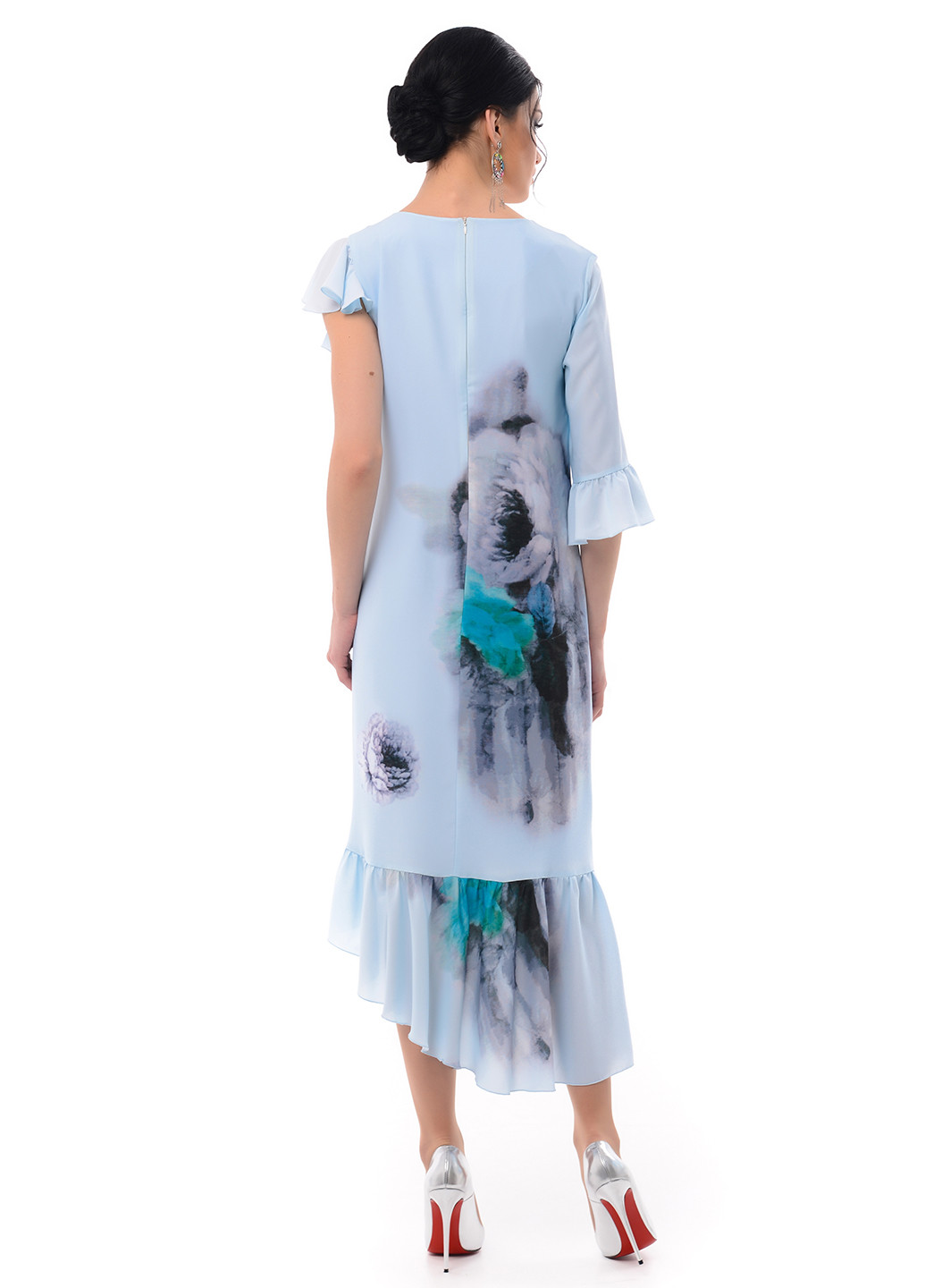 Блакитна коктейльна сукня Iren Klairie з малюнком