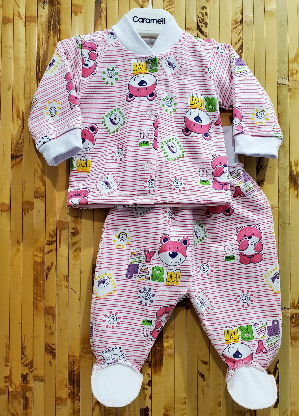 Розовый демисезонный комплект для новорожденных KINDER MODE