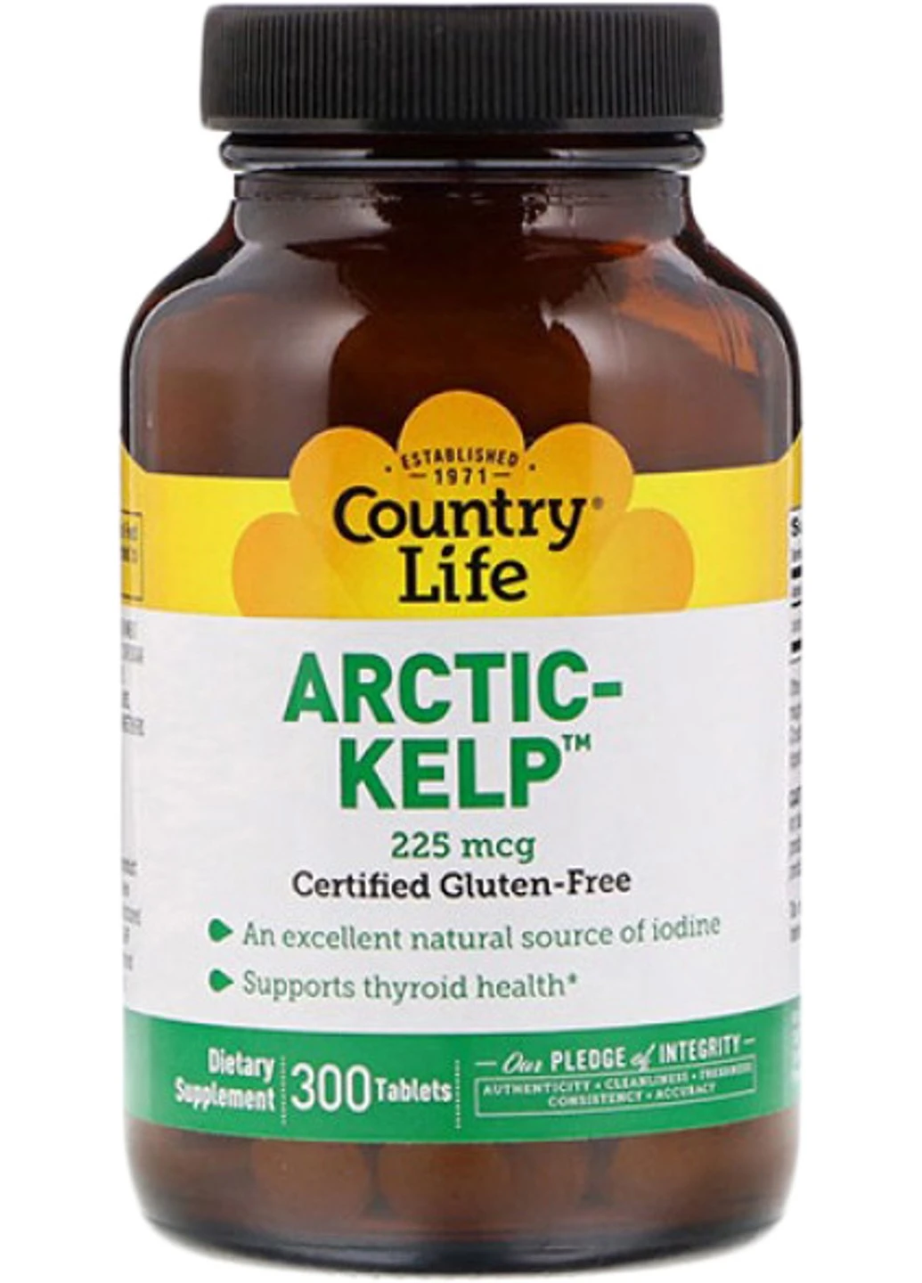 Ламінарія Arctic-Kelp 225 mcg 300 таблеток Country Life (255409663)