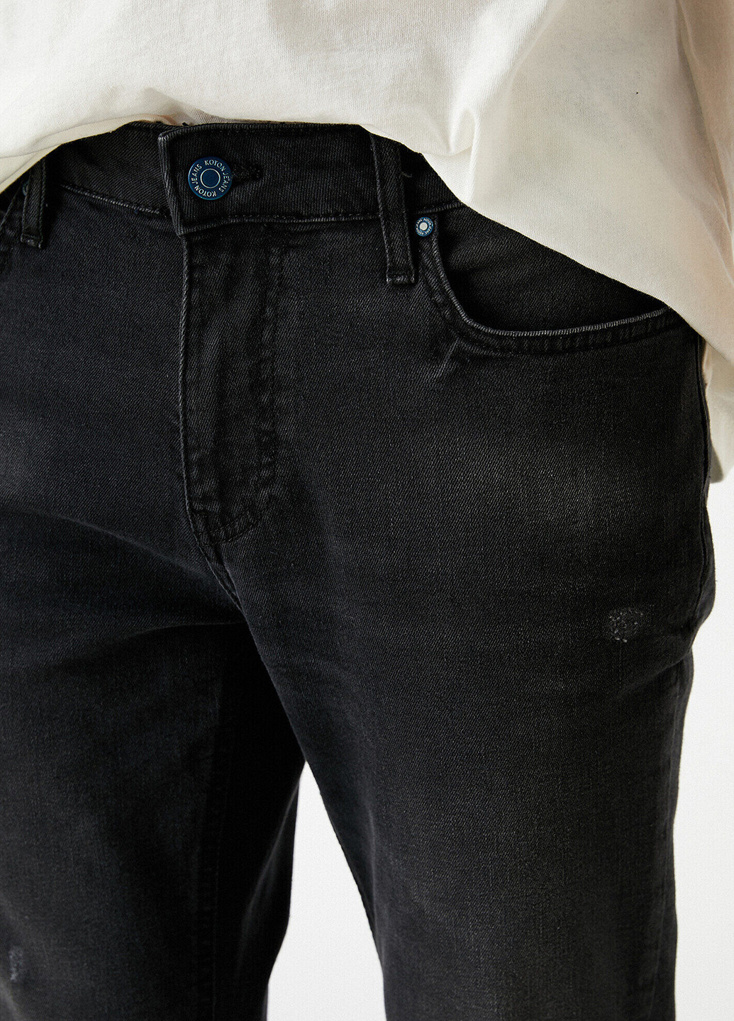 Джинси KOTON прямі однотонні чорні джинсові бавовна