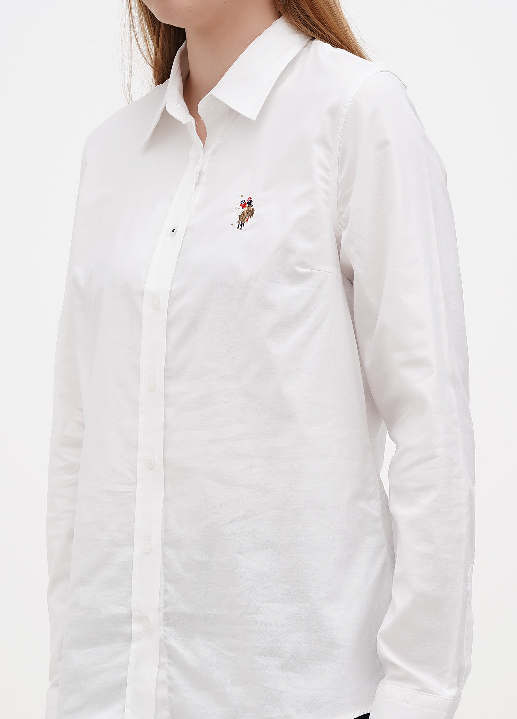 Белая кэжуал рубашка однотонная U.S. Polo Assn.