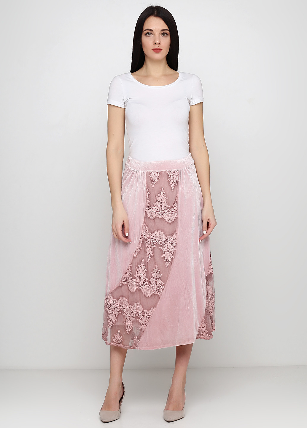Розовая кэжуал однотонная юбка Made in Italy а-силуэта (трапеция)