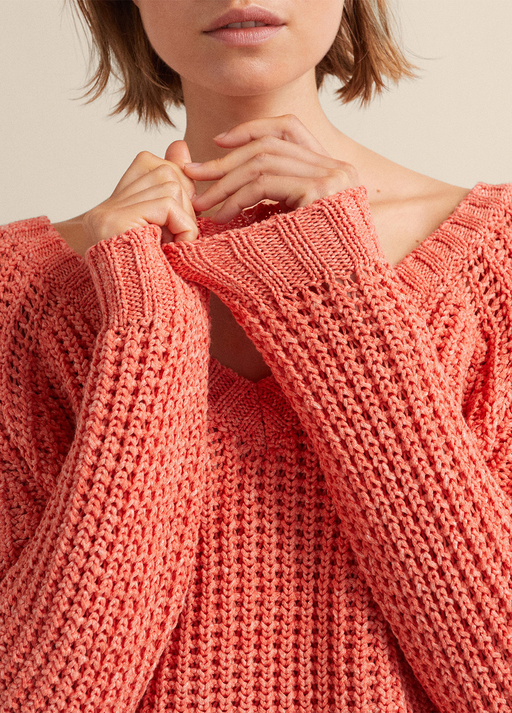 Персиковый демисезонный пуловер пуловер Massimo Dutti