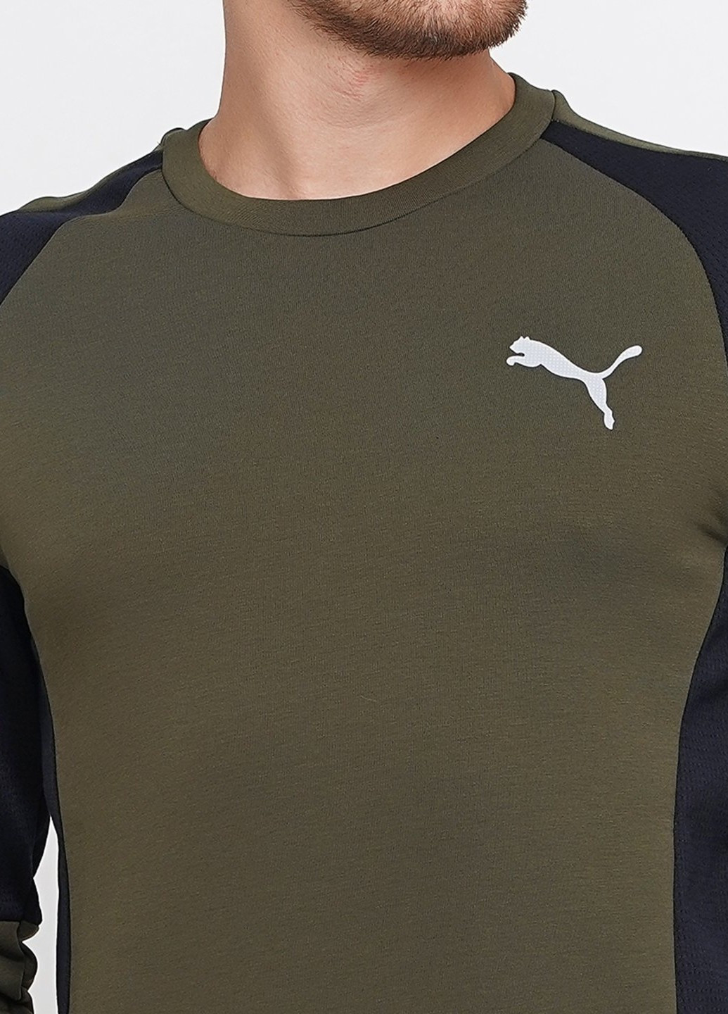 Свитшот Puma - Прямой крой логотип хаки спортивный хлопок - (206019884)