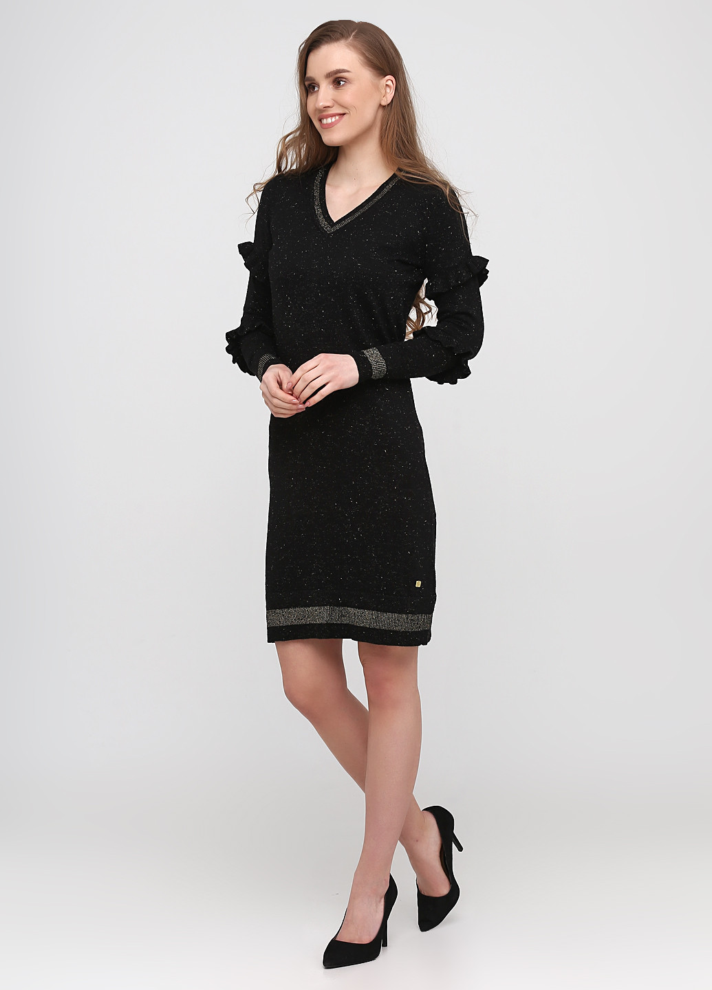 Черное кэжуал платье платье-свитер Biba меланжевое