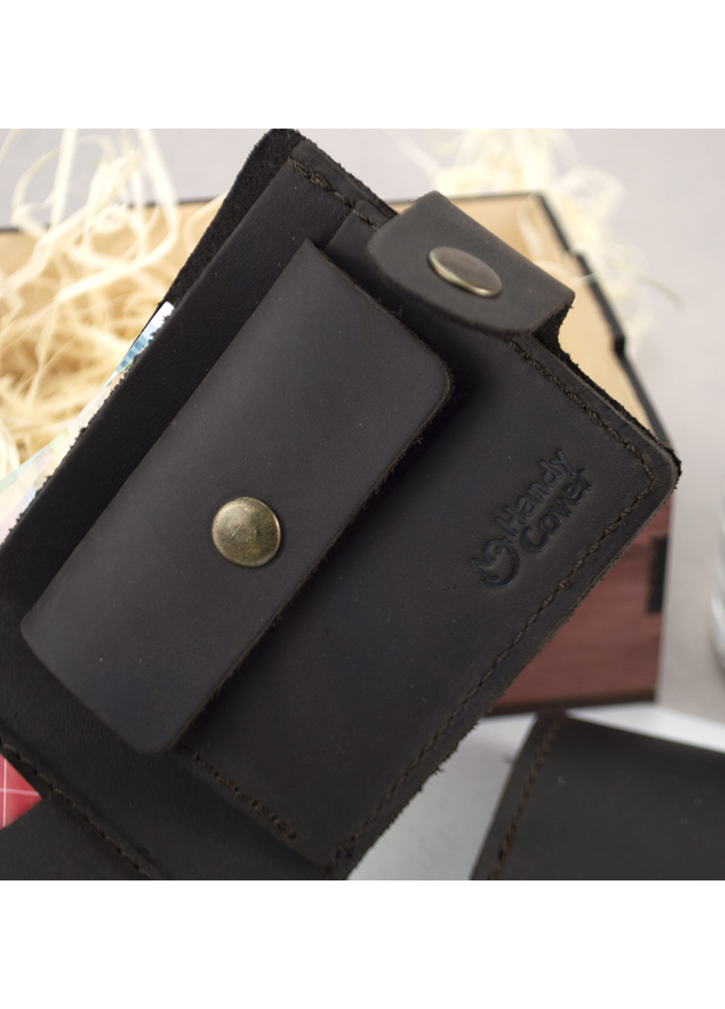 Чоловічий подарунковий набір №47 коричневий (гаманець і обкладинка на паспорт) в коробці HandyCover (227842484)