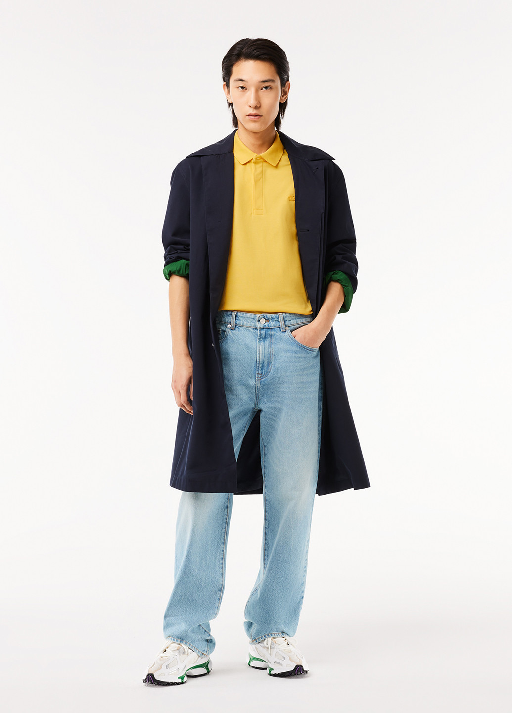 Желтая футболка-поло для мужчин Lacoste однотонная