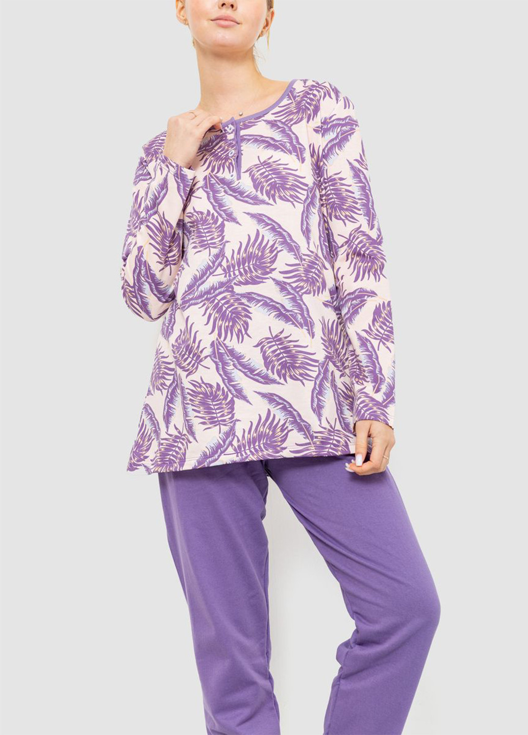 Світло-фіолетова зимня піжама (лонгслів, штани) Ager