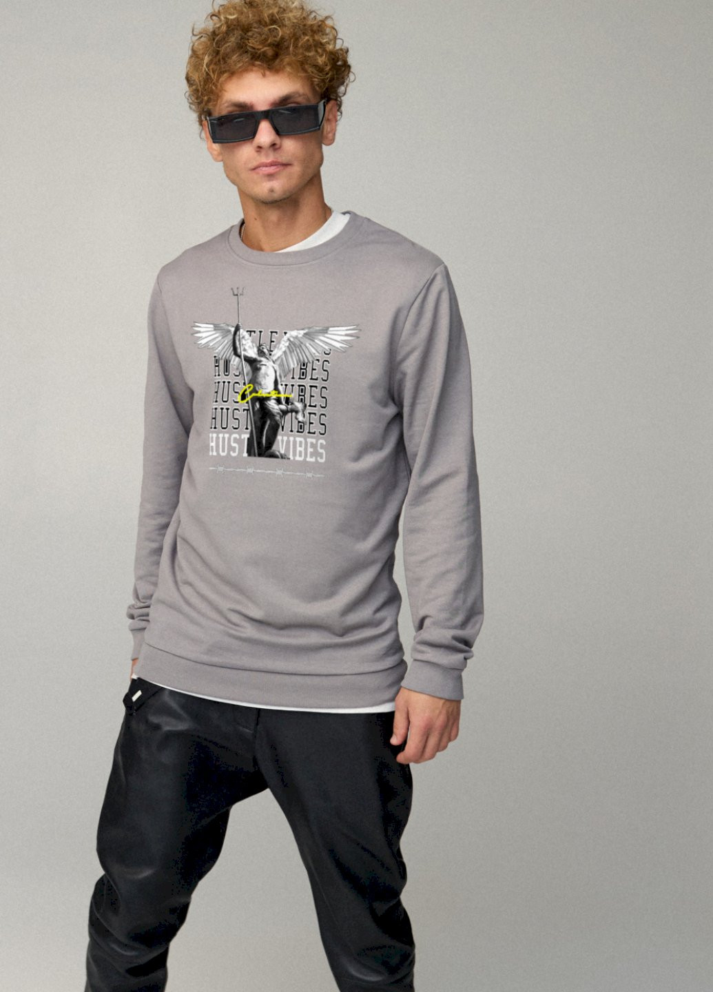 Серый свитшот мужской basic /no flis/ YAPPI (252259247)