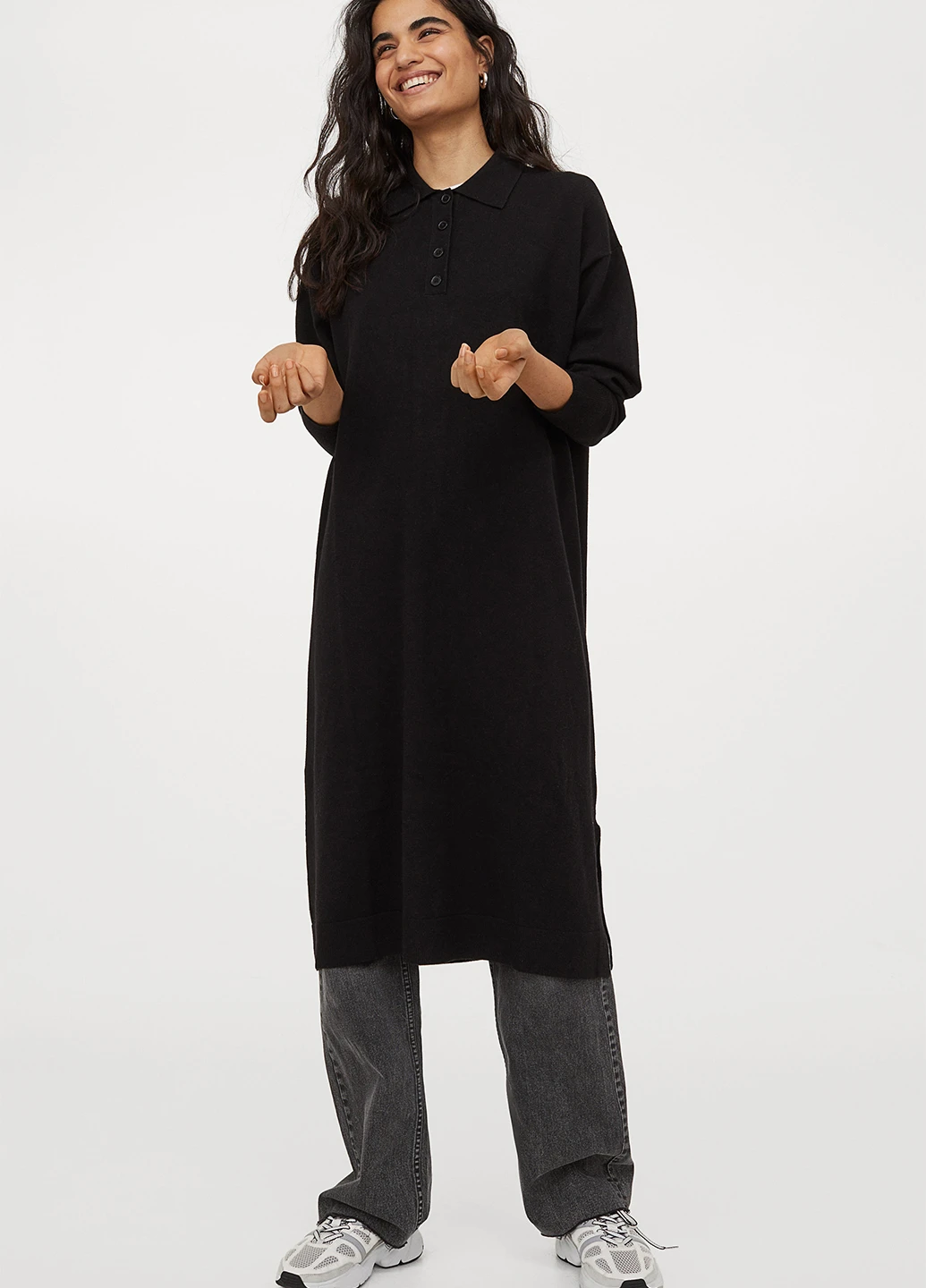 Черное кэжуал платье H&M однотонное