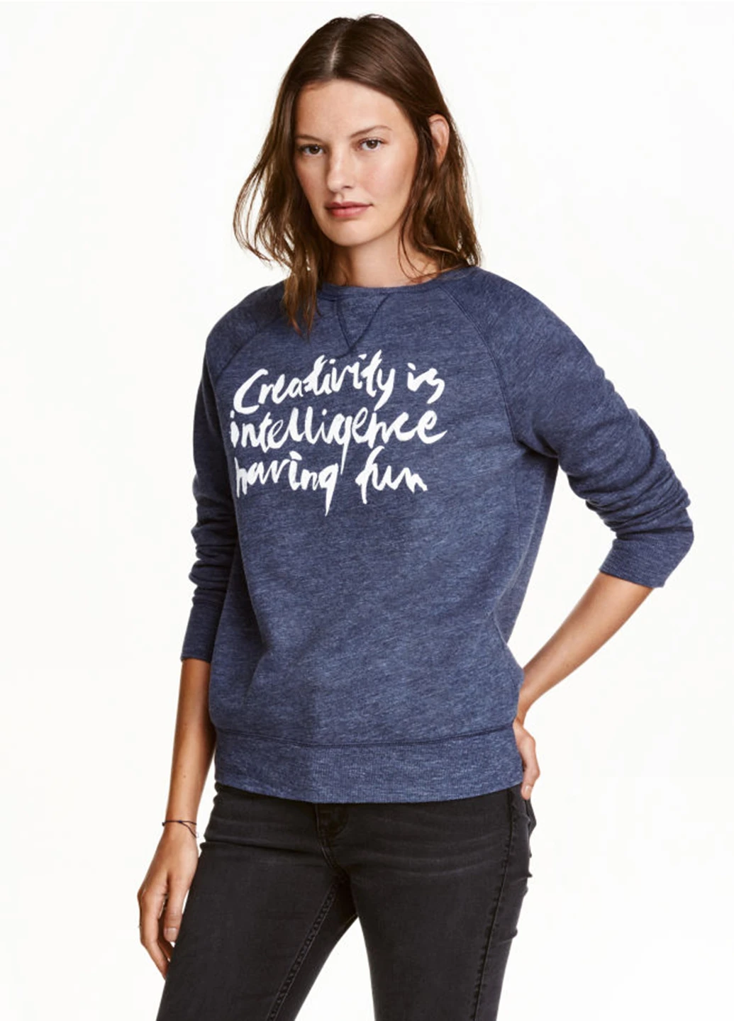 Темно-синій світшот H&M меланж (176332077)