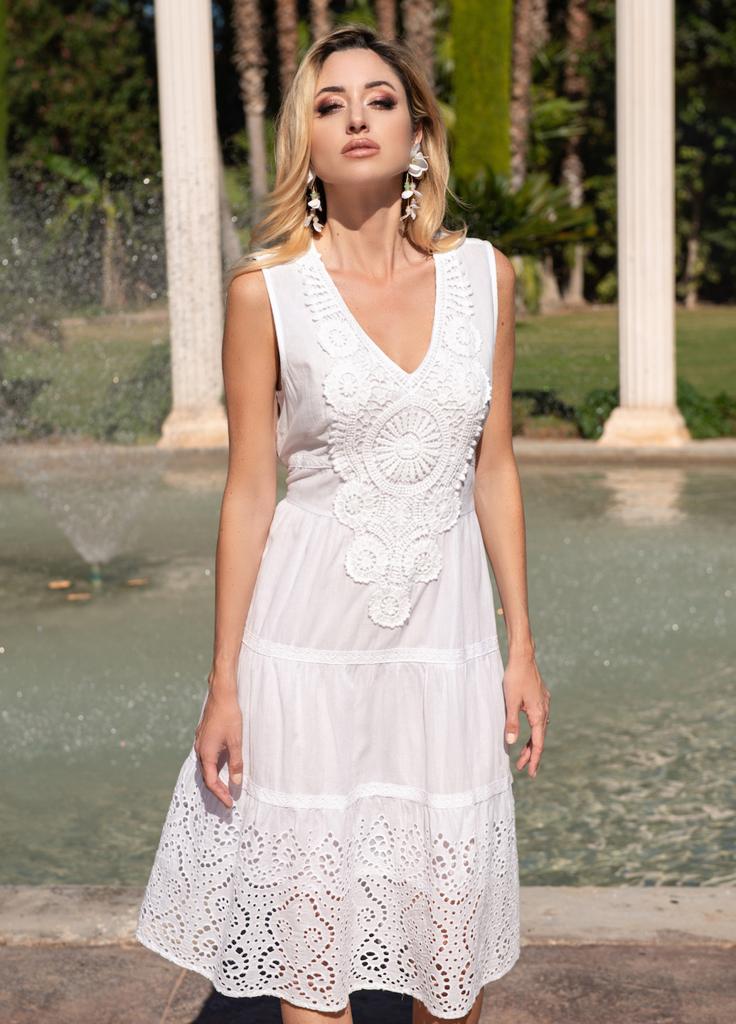 Білий пляжна сукня кльош Fresh cotton однотонна