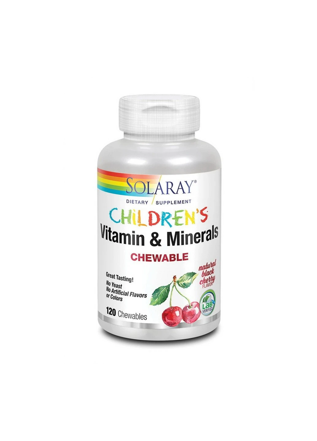 Вітаміни для дітей Childrens Vitamin & Minerals 120 жуйок Вишня Solaray (255410431)