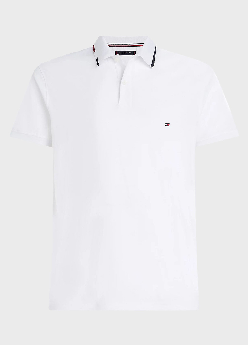 Белая футболка-поло для мужчин Tommy Hilfiger однотонная