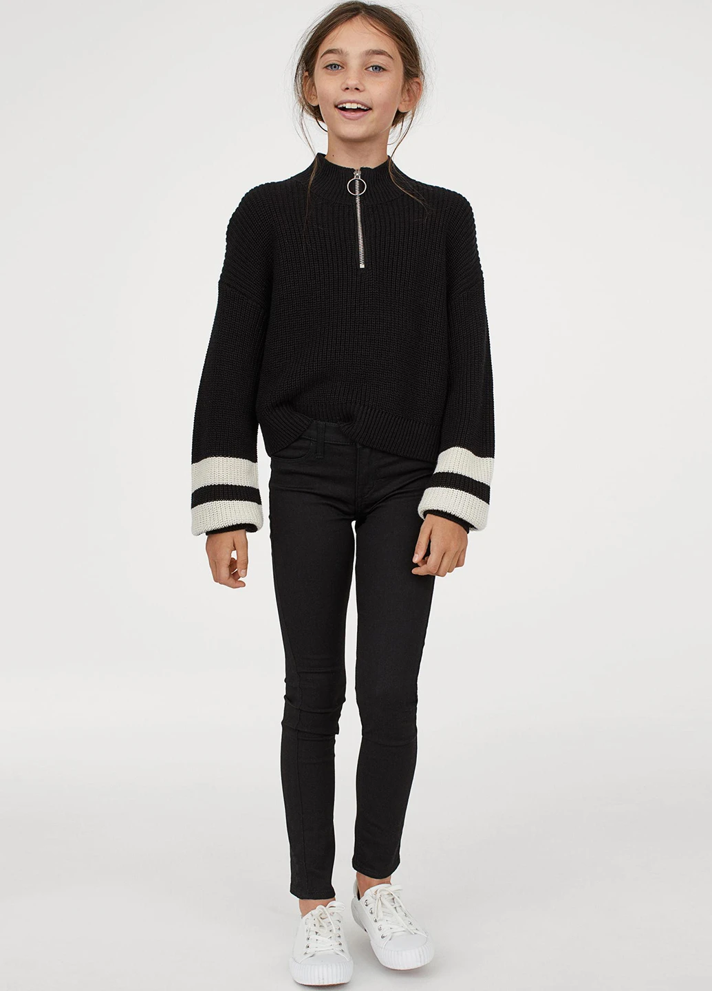 Черные кэжуал демисезонные брюки H&M