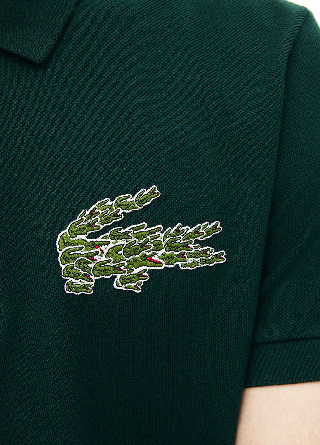 Темно-зеленая футболка-поло для мужчин Lacoste однотонная