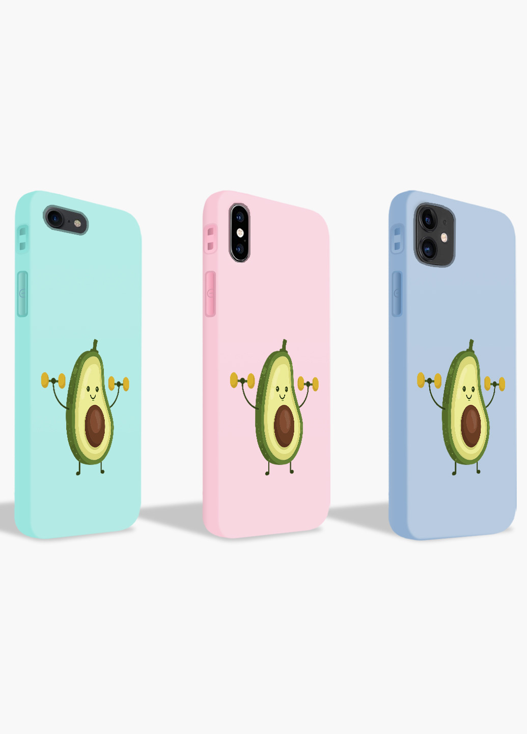 Чехол силиконовый Apple Iphone X Авокадо Фитнес (Avocado Fitness) Белый (6129-1394) MobiPrint (219537084)