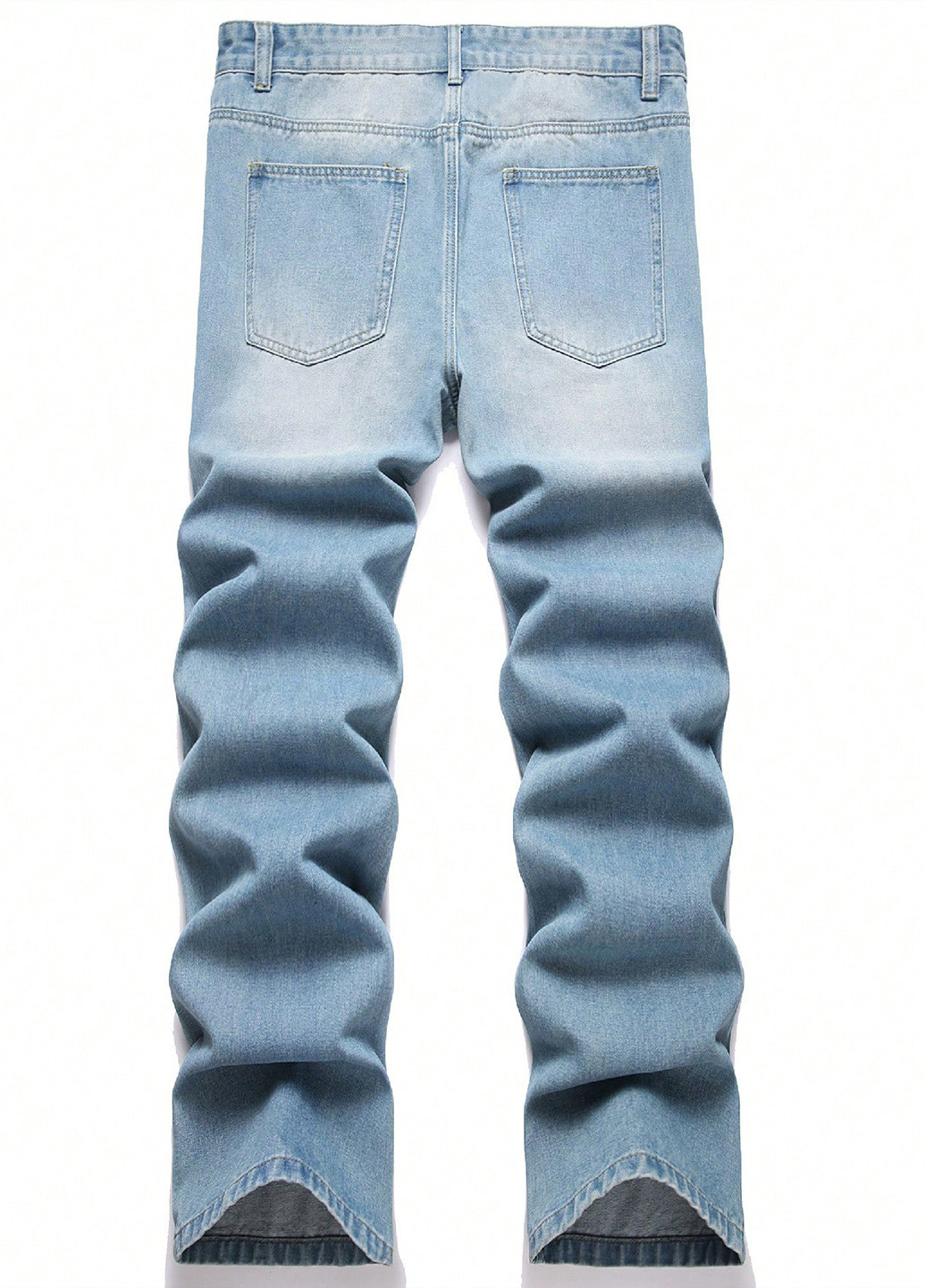 Голубые демисезонные прямые джинсы SHEIN