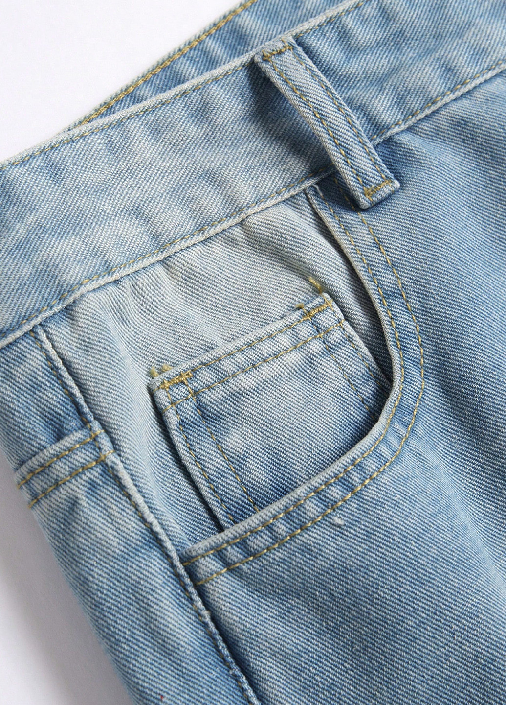 Голубые демисезонные прямые джинсы SHEIN