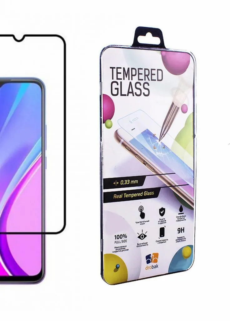 Скло захисне Xiaomi Redmi 9A Full Cover Full Glue (Black) (222233) (222233) Drobak (203983141)