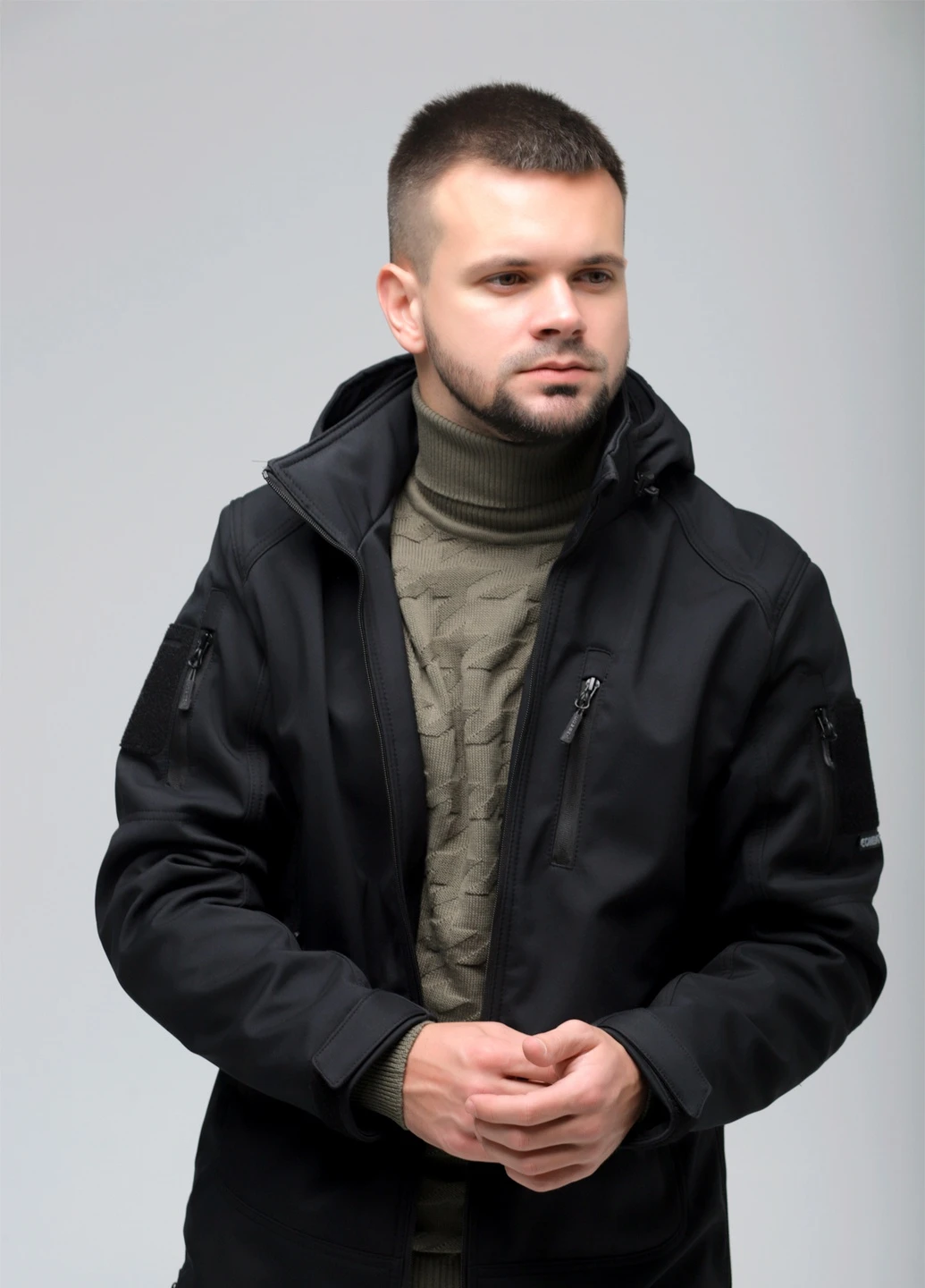 Чорна демісезонна куртка тактична Combat