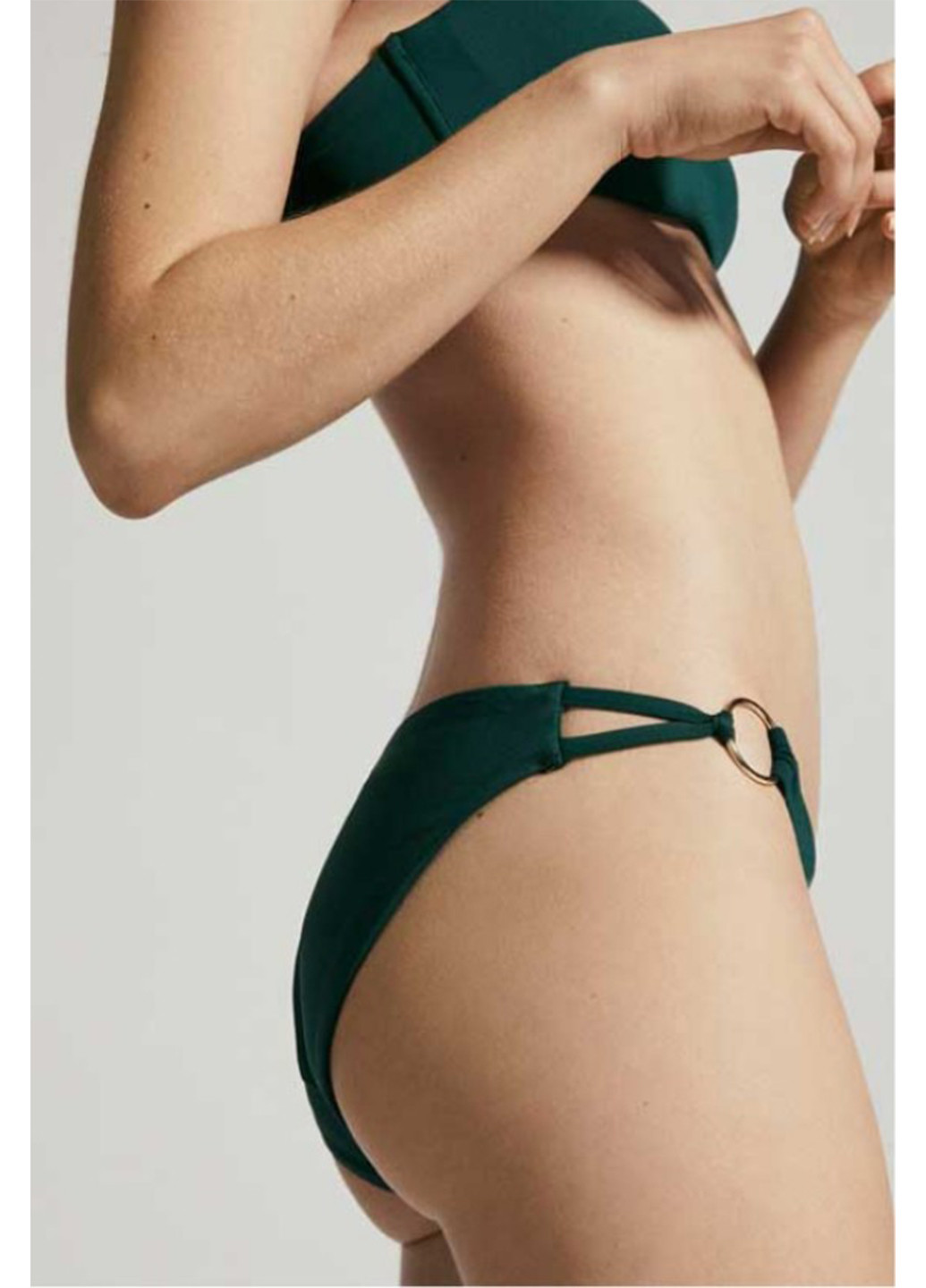 Темно-зеленые купальные трусики-плавки однотонные Oysho