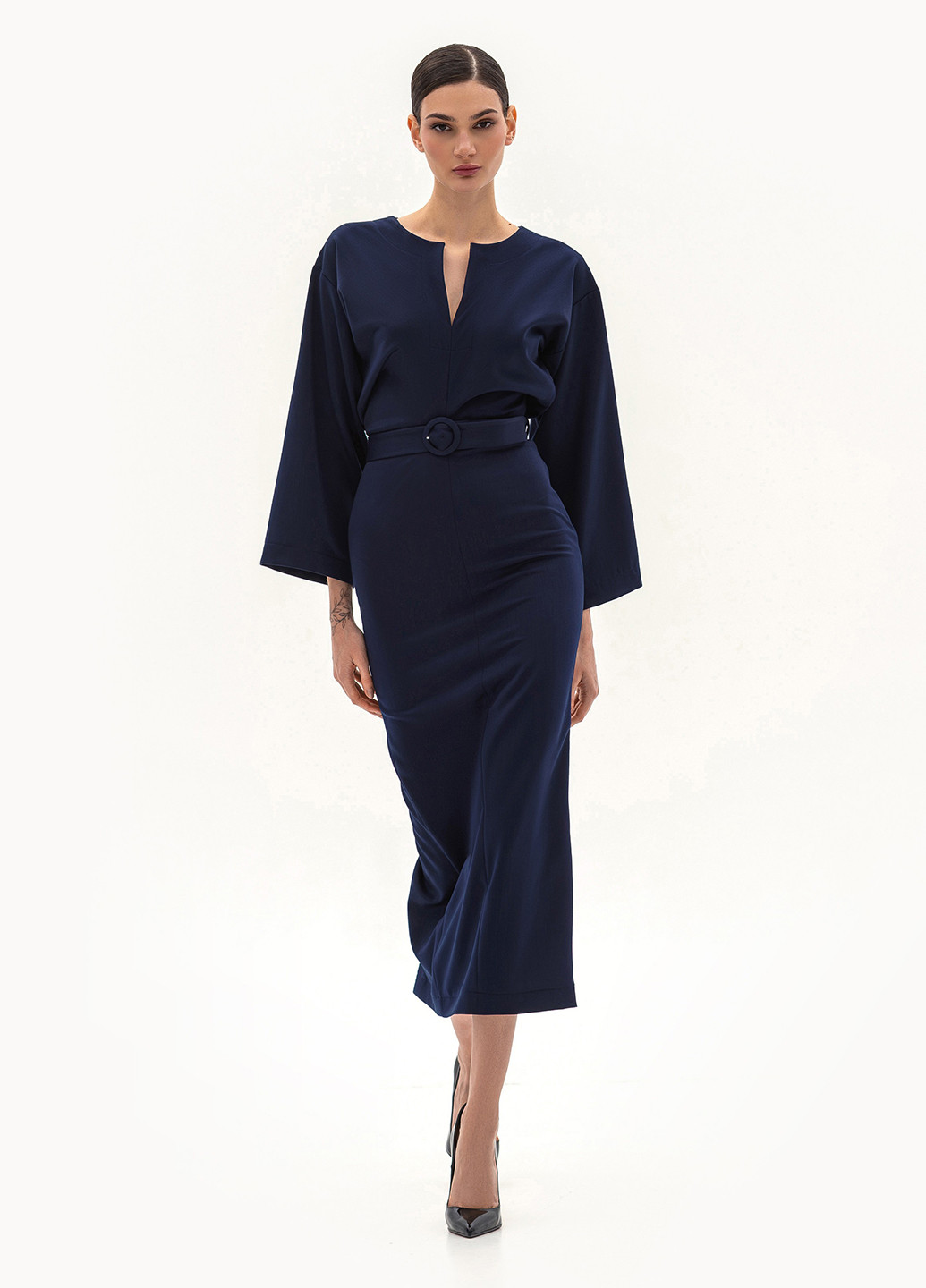 Индиго кэжуал платье силуэтная BGL однотонное