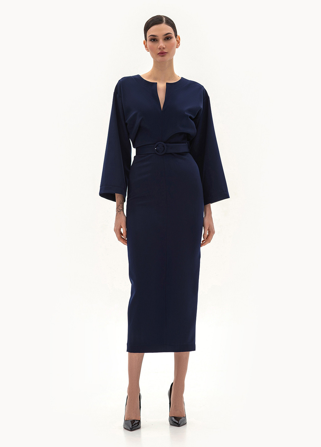 Индиго кэжуал платье силуэтная BGL однотонное