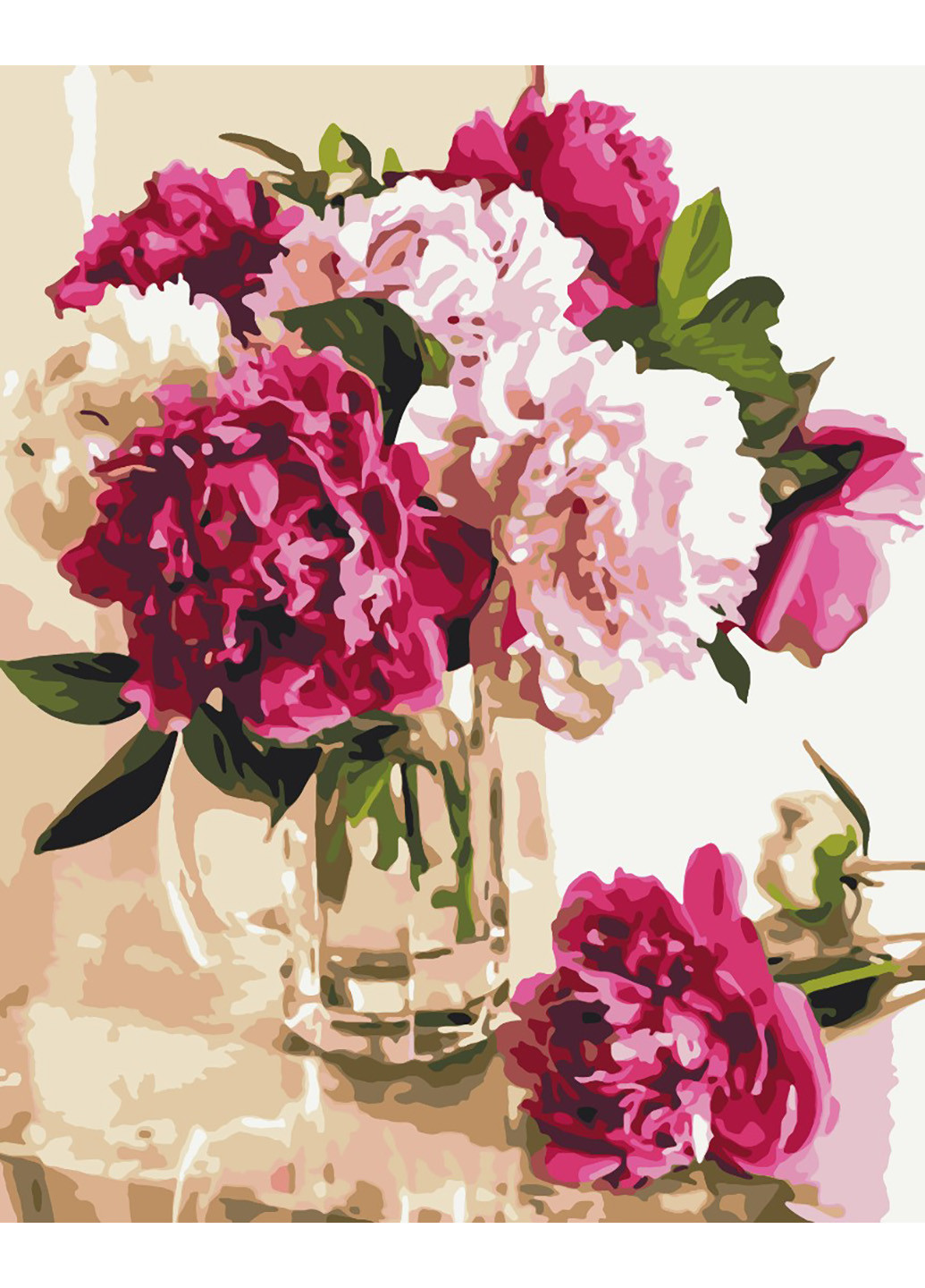Картина по номерам "Нежные пионы в стеклянной вазе" 40х50 см Brushme (216134766)
