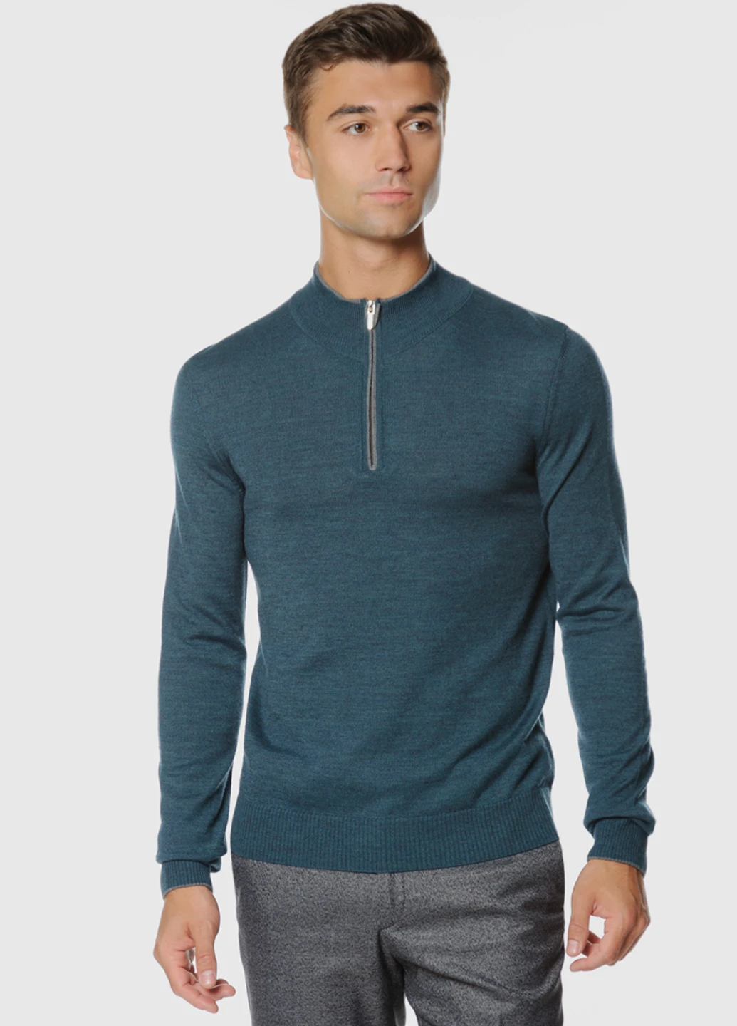 Зелений демісезонний джемпер чоловічий Arber Zipper-neck FF N-AVT-49