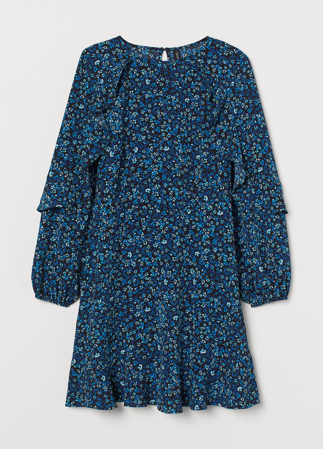 Синее кэжуал платье H&M с цветочным принтом