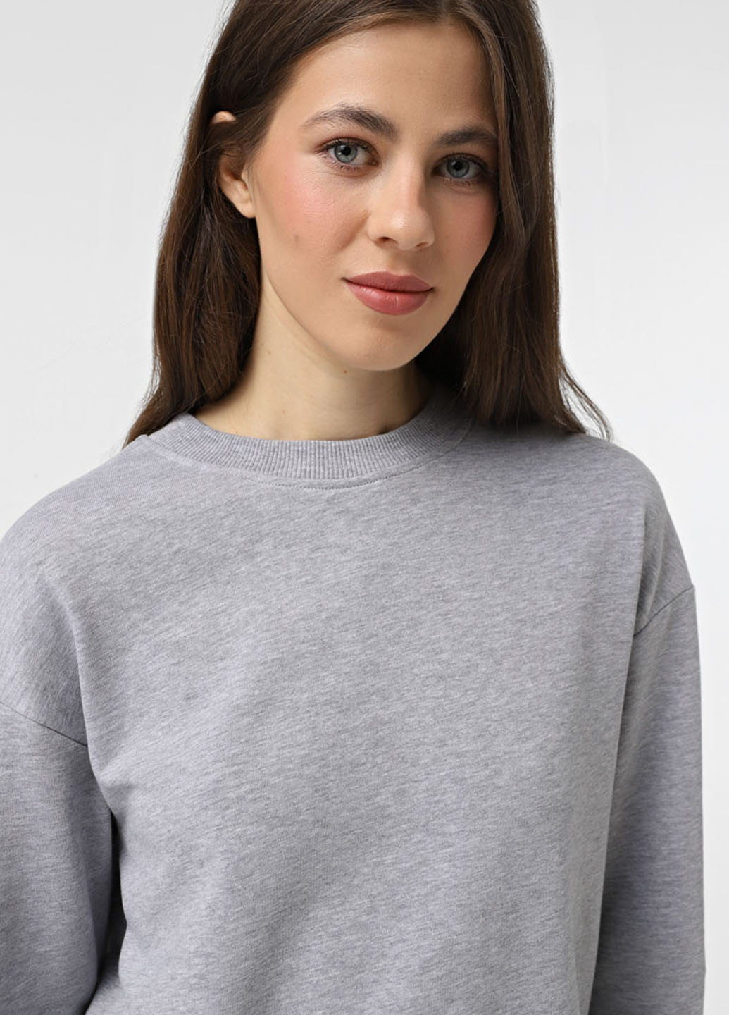 Светло-серый свитшот Promin меланж без декора (324145573)